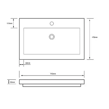 Toka Lite Stone Basin - Semi Built-In - 743mm - CSB44