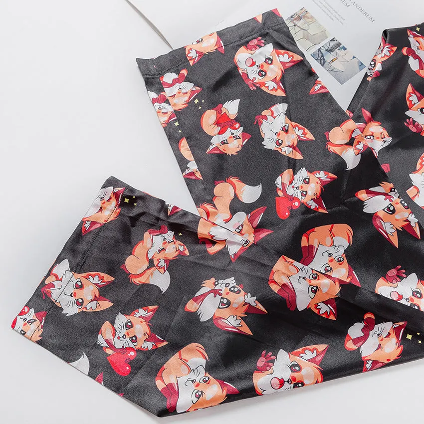 Trendy Printed Suspender Pajamas Suit