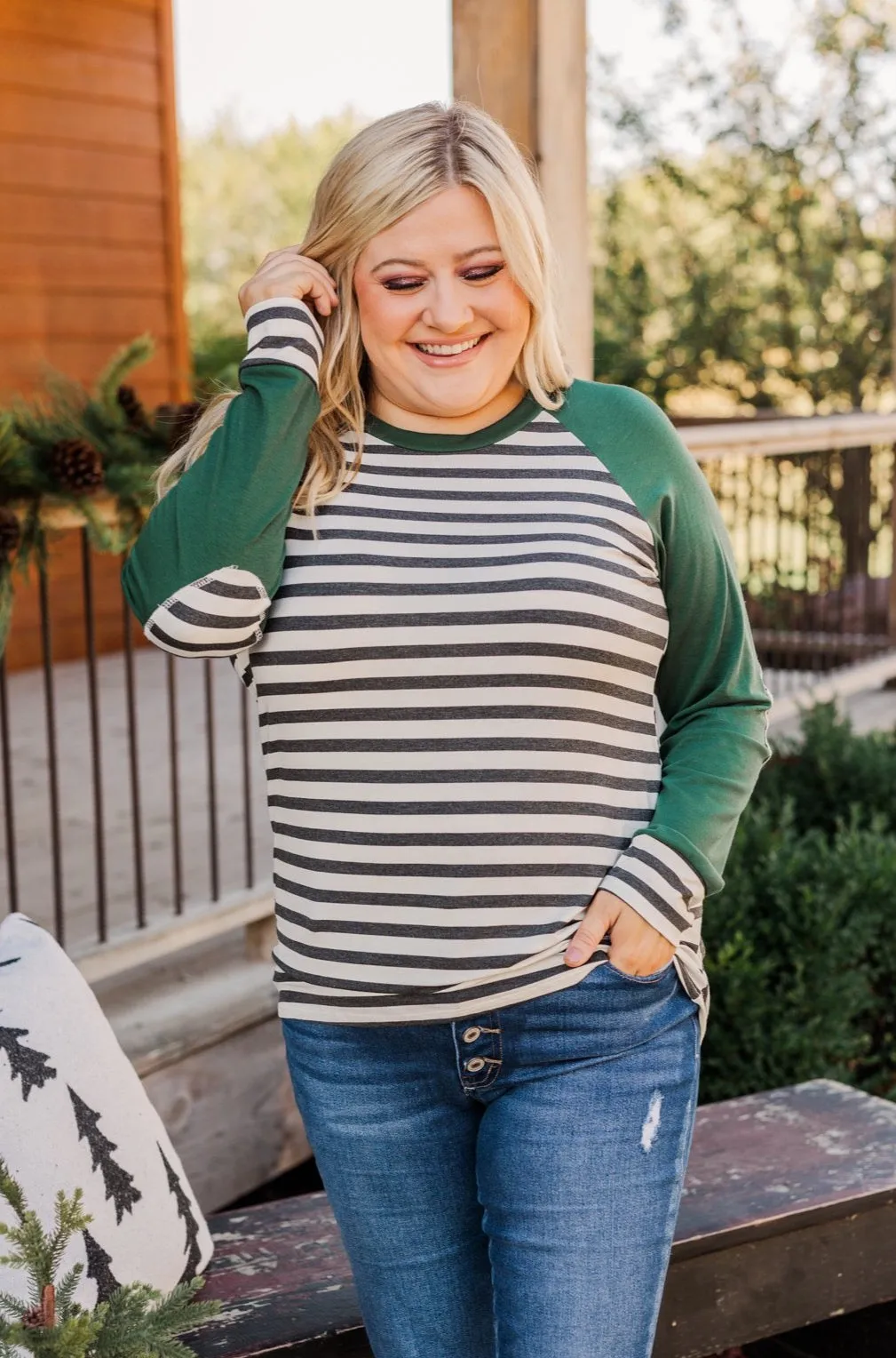 True To Your Heart Long Sleeve Top- Dark Emerald