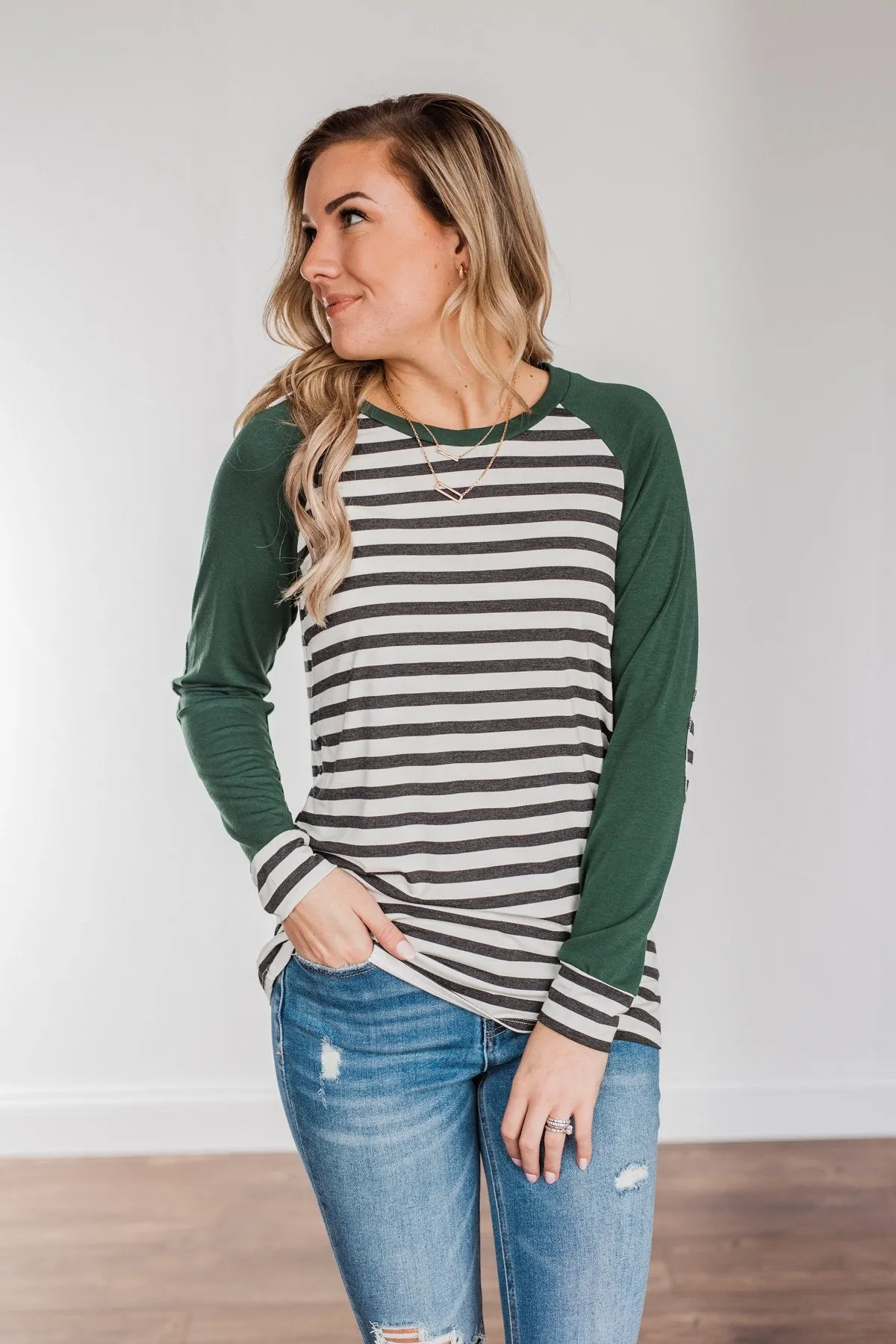True To Your Heart Long Sleeve Top- Dark Emerald