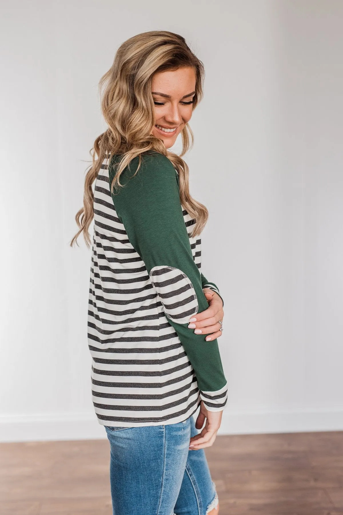 True To Your Heart Long Sleeve Top- Dark Emerald