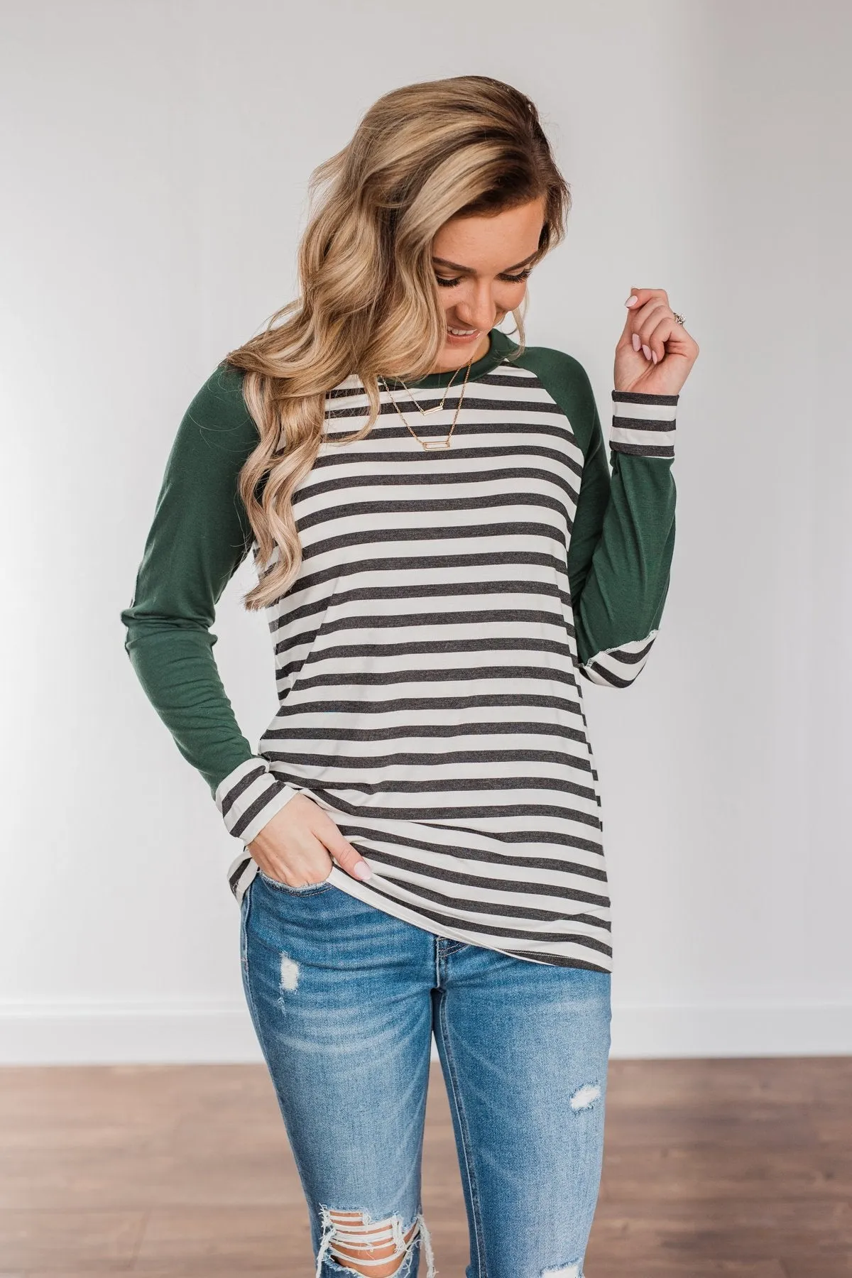 True To Your Heart Long Sleeve Top- Dark Emerald