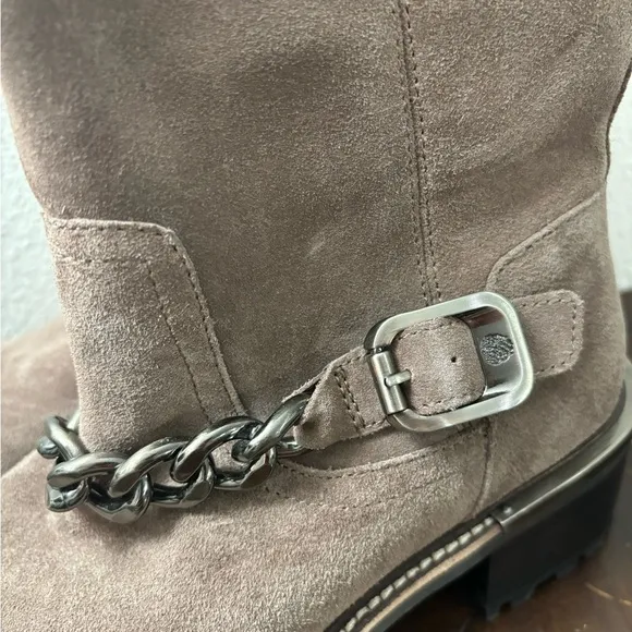 Vince Camuto Keshilla Moto Boot Women’s‎ Brown Sable Suede Leather Ankle Boots