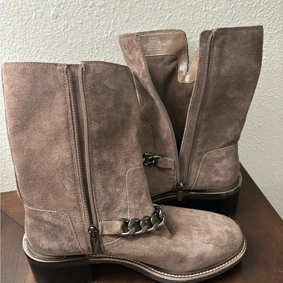 Vince Camuto Keshilla Moto Boot Women’s‎ Brown Sable Suede Leather Ankle Boots