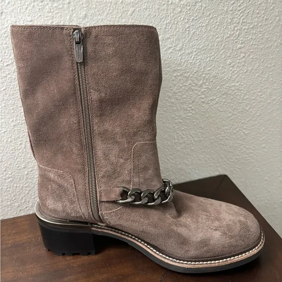 Vince Camuto Keshilla Moto Boot Women’s‎ Brown Sable Suede Leather Ankle Boots