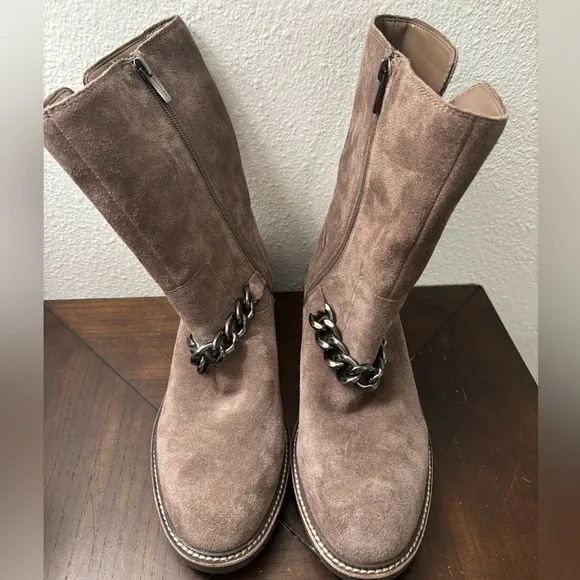Vince Camuto Keshilla Moto Boot Women’s‎ Brown Sable Suede Leather Ankle Boots