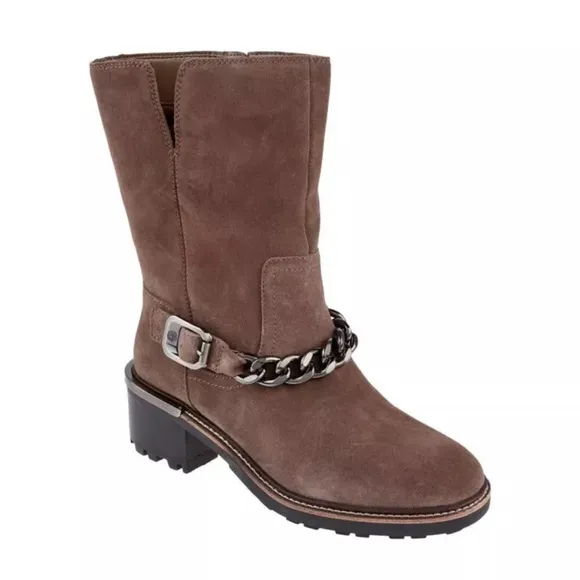 Vince Camuto Keshilla Moto Boot Women’s‎ Brown Sable Suede Leather Ankle Boots