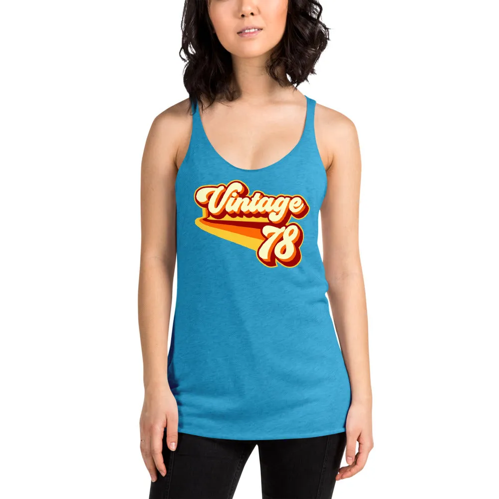 Vintage 1978 Warm Retro Lines Women's Racerback Tank