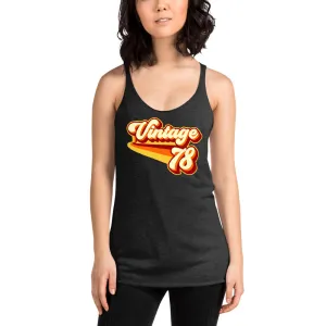 Vintage 1978 Warm Retro Lines Women's Racerback Tank