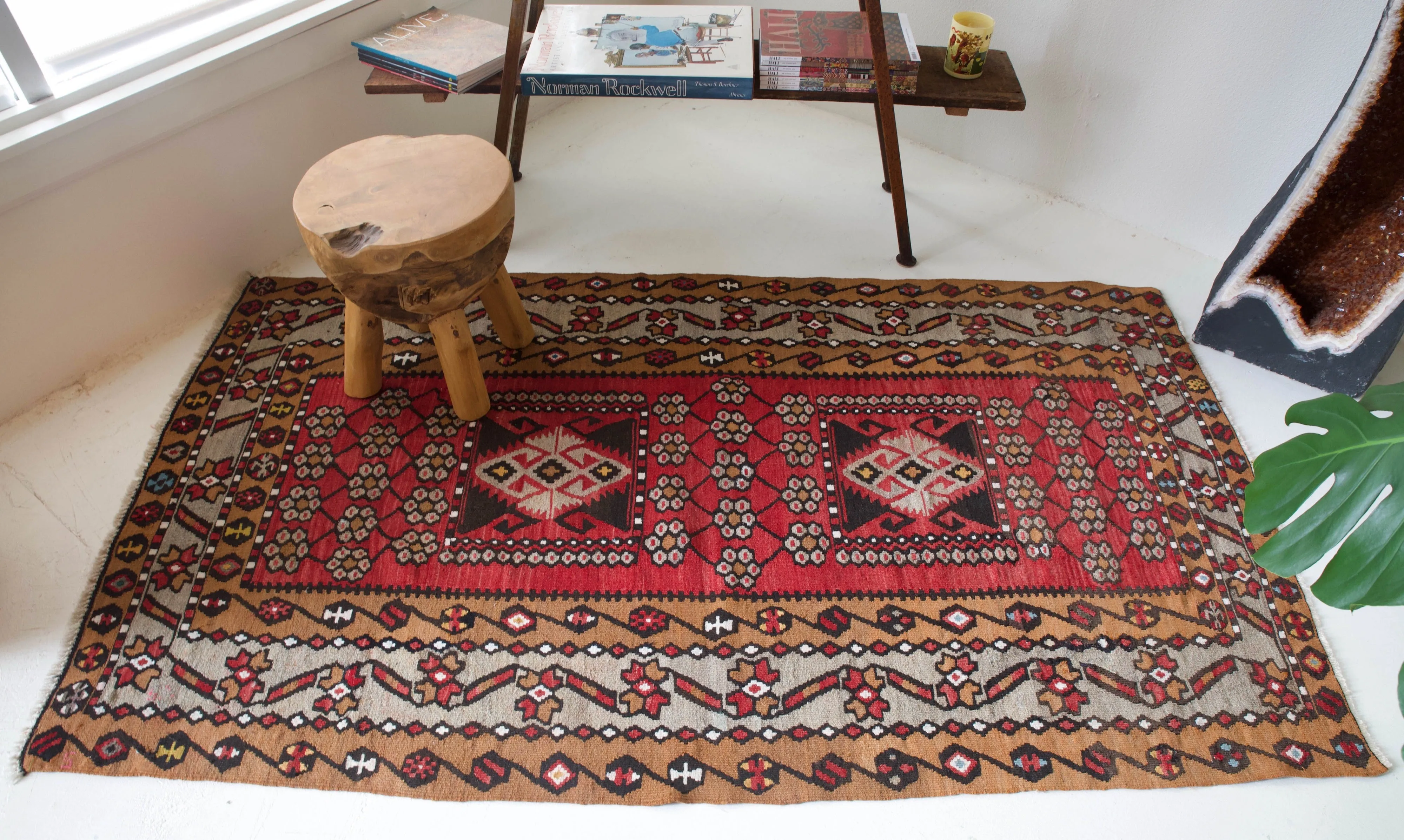 Vintage Kayseri Papatyali Kilim Rug 3'9"x6'7"