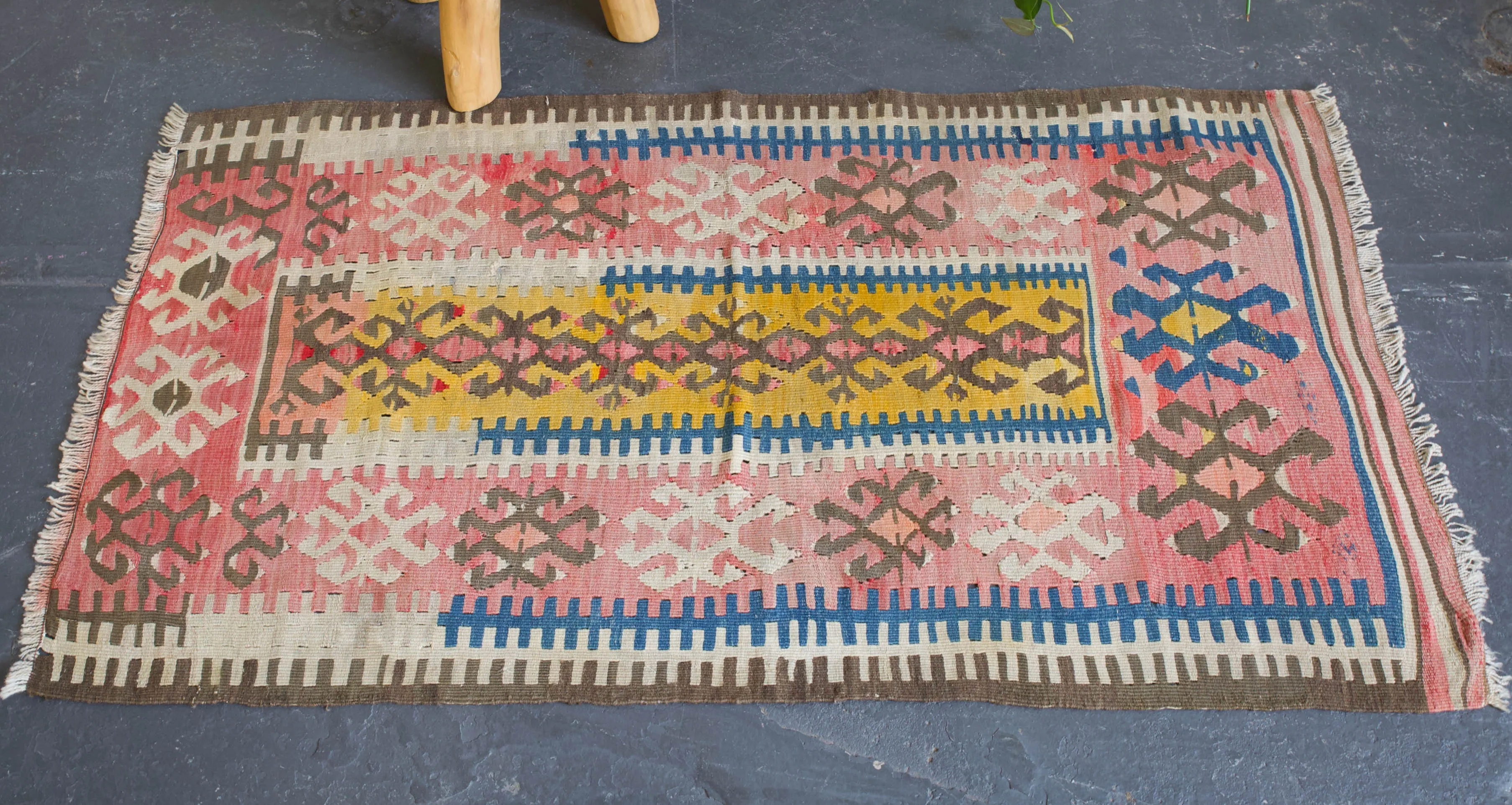 Vintage Mini Turkish Kilim Rug 2'7"x4'8"