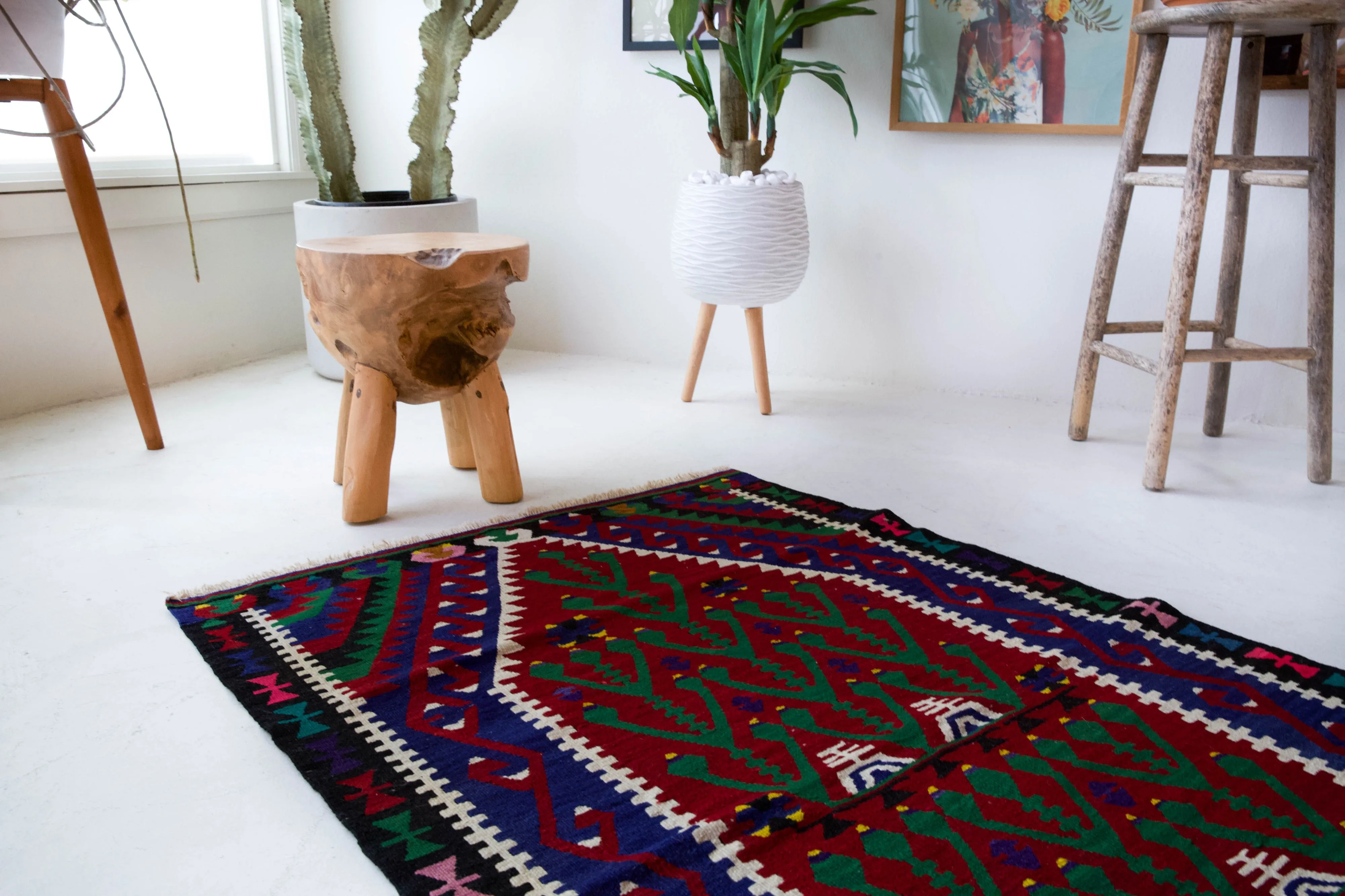 Vintage Oushak Kilim Rug 3'3"x5'3"