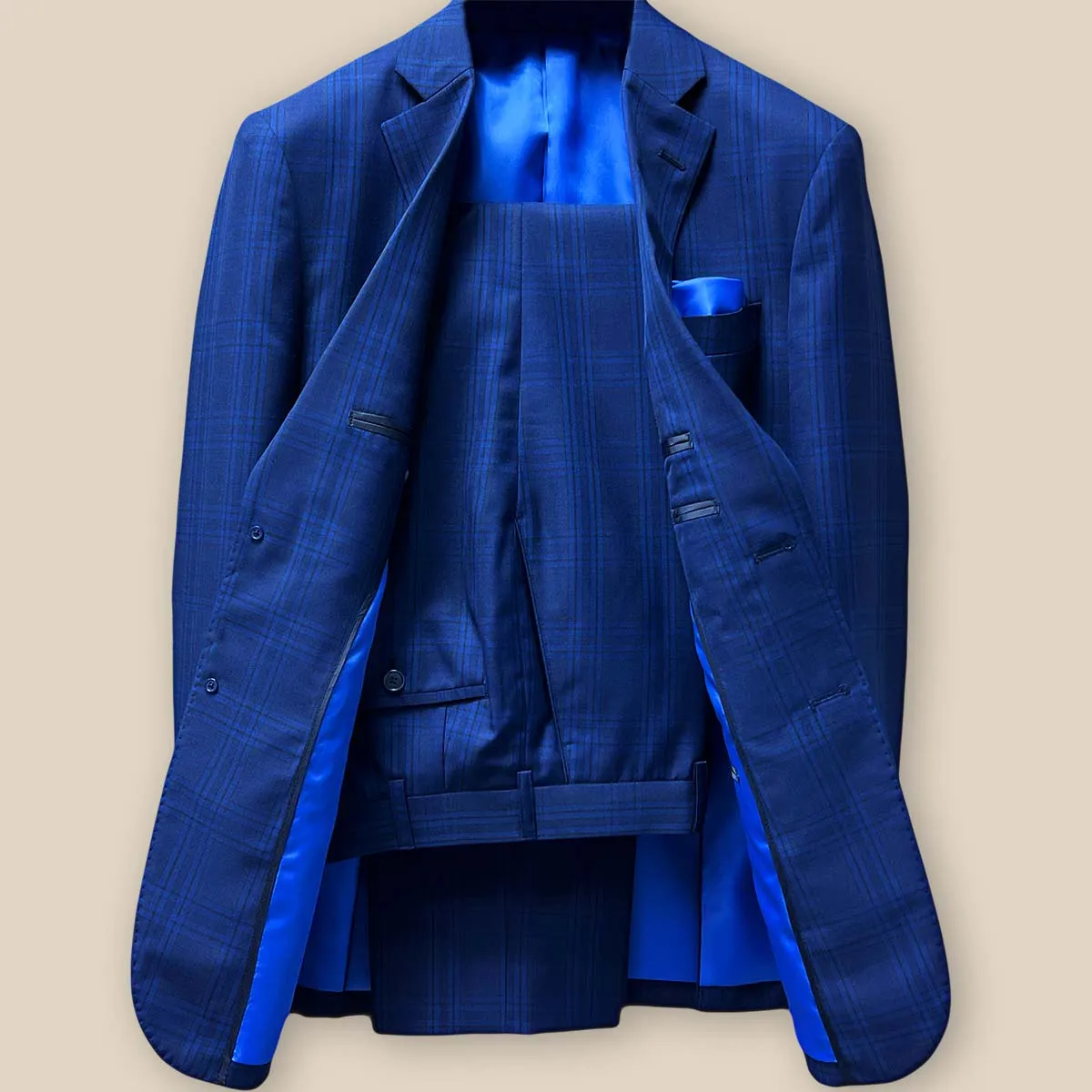 Westwood Hart Dark Blue Windowpane Men's Suit