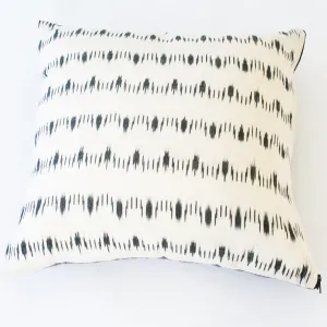 White Dotty Dash Ikat Cotton Ikat Throw Pillow 22 x 22