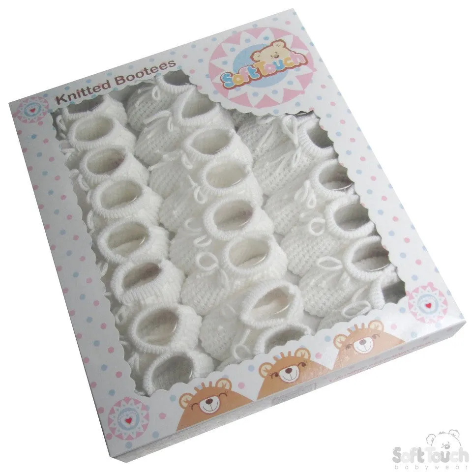 White Knitted Infant Bootees - s401-w
