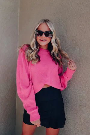 Wild Rose Puff Sleeve Sweater - Pink