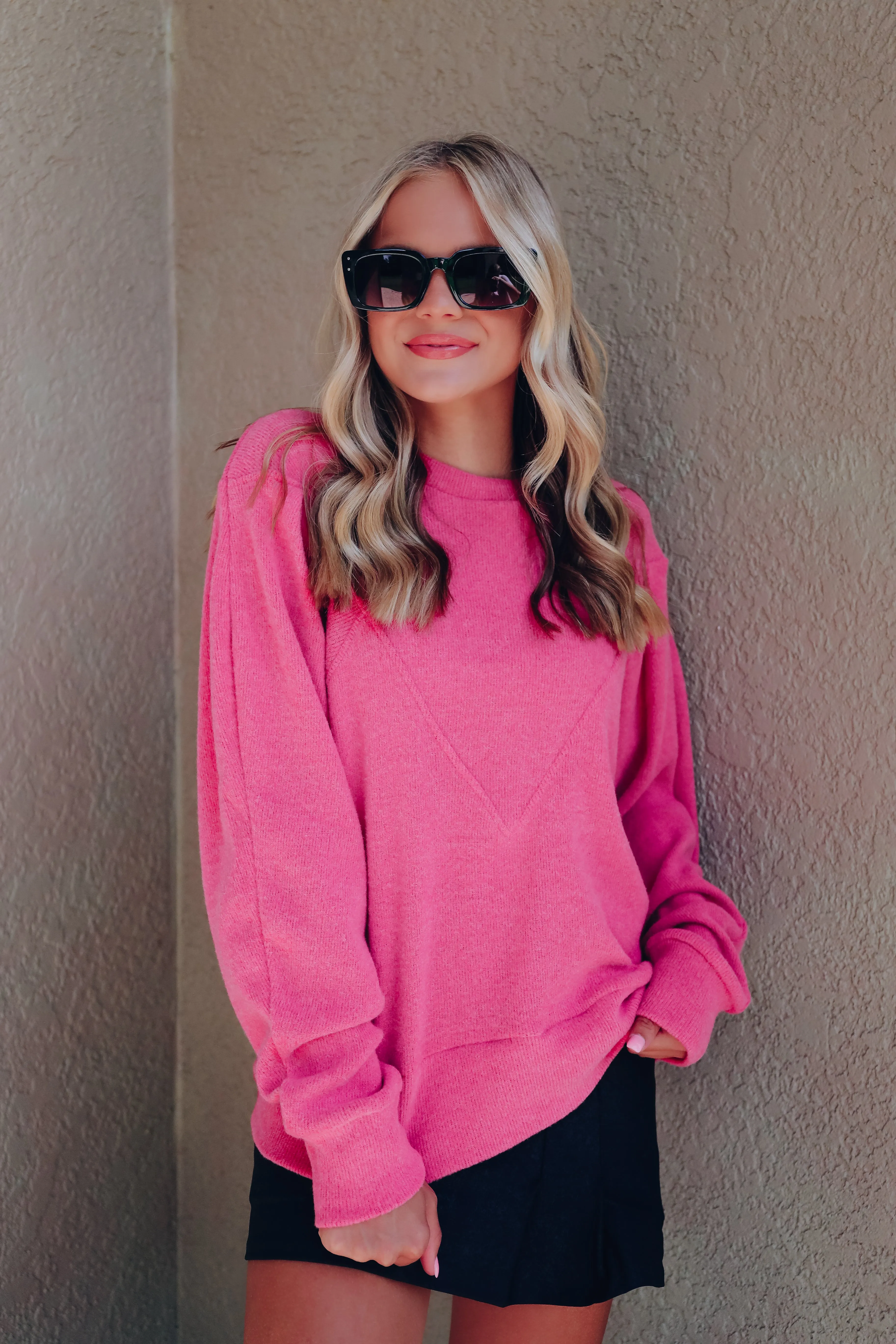 Wild Rose Puff Sleeve Sweater - Pink