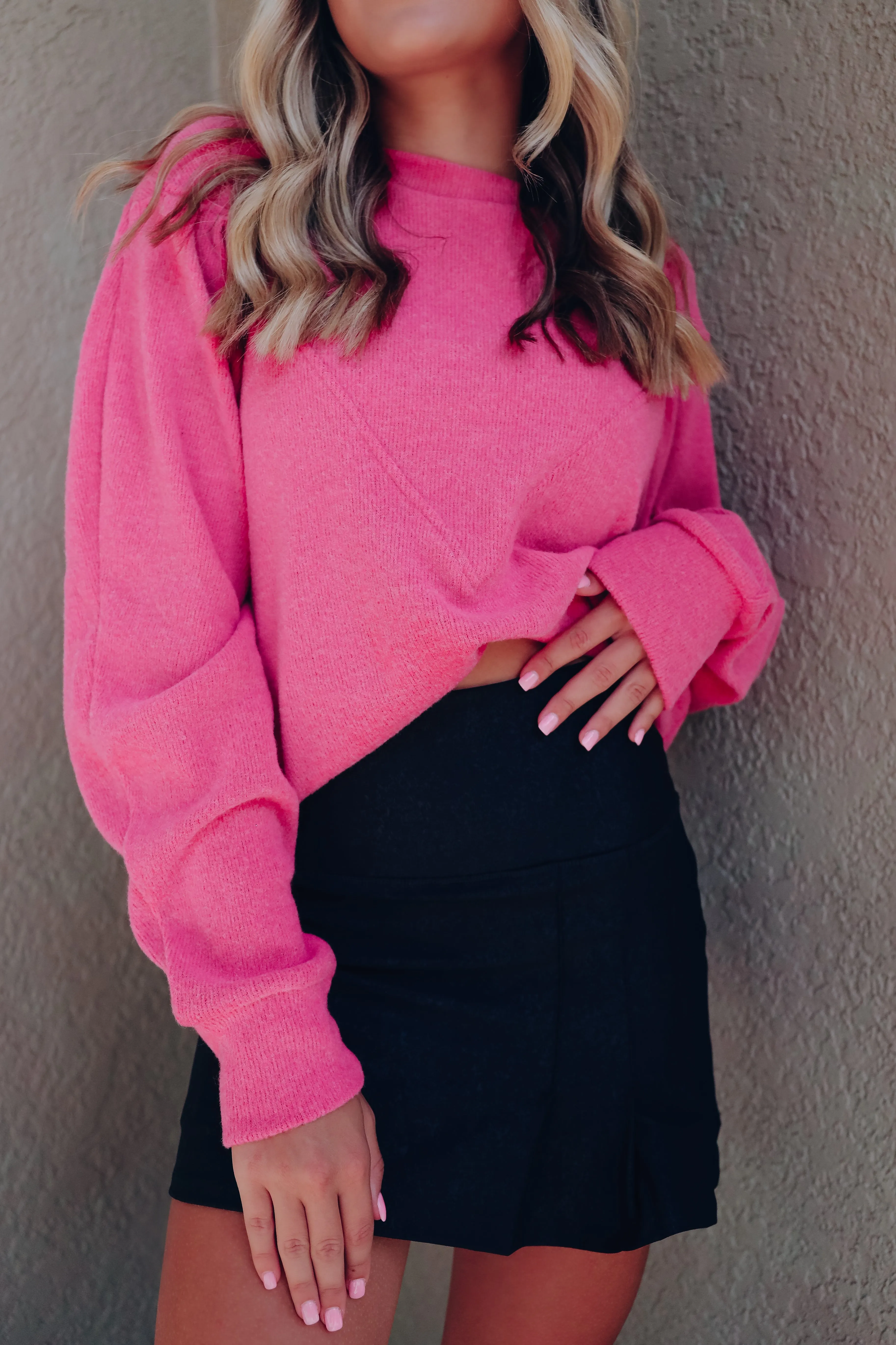 Wild Rose Puff Sleeve Sweater - Pink