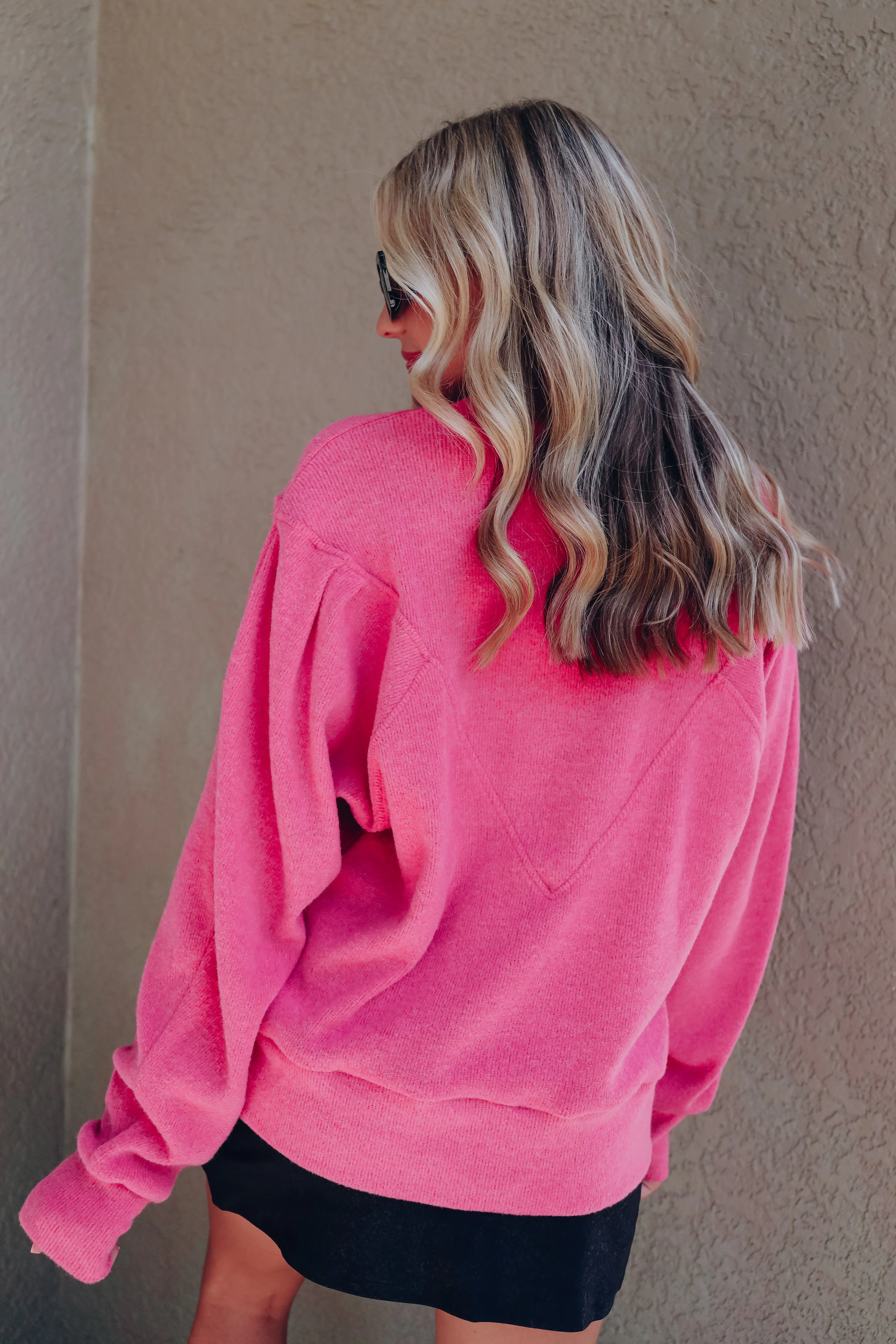 Wild Rose Puff Sleeve Sweater - Pink