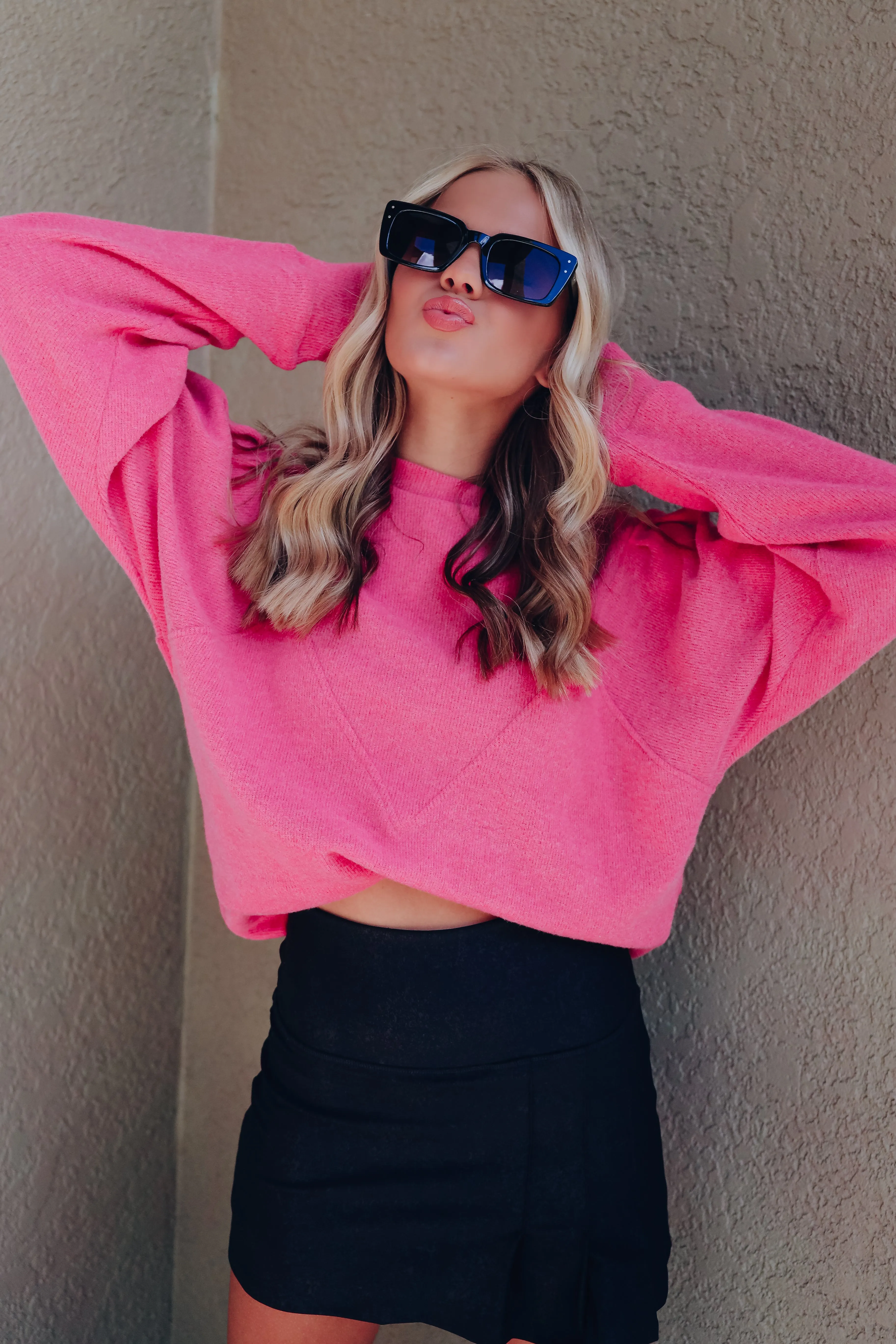 Wild Rose Puff Sleeve Sweater - Pink