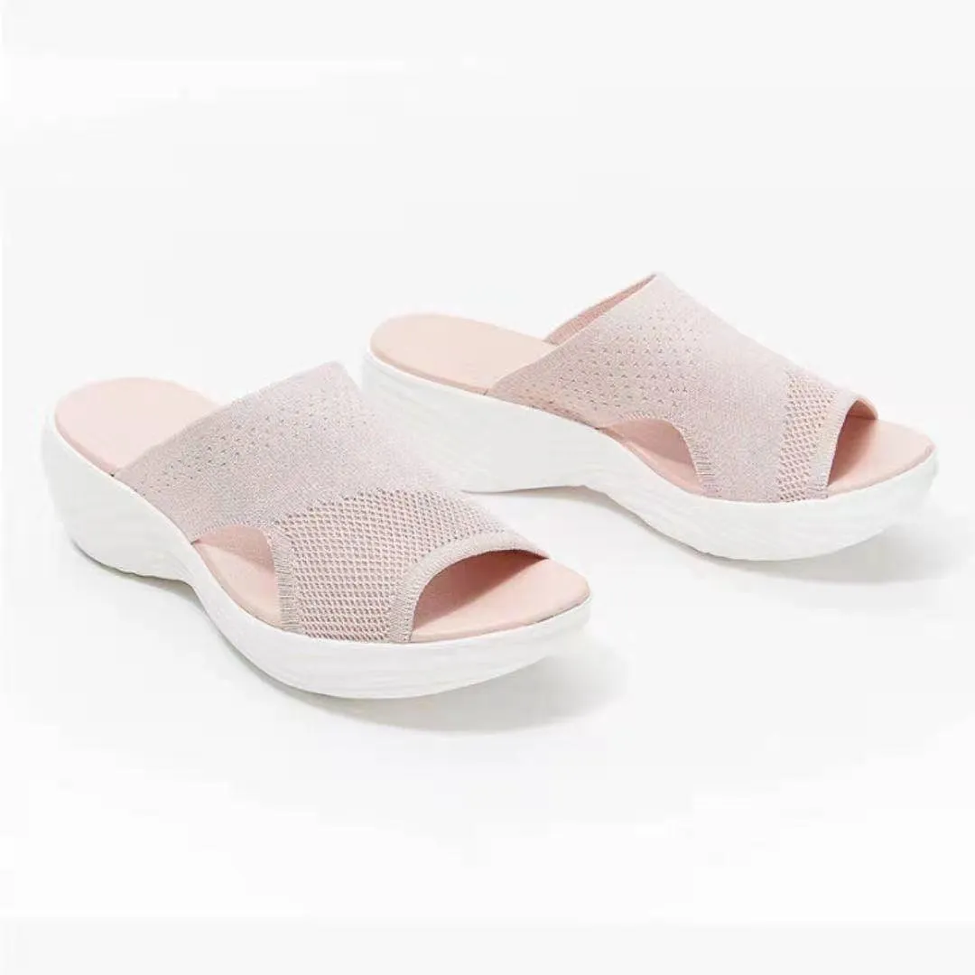 Women's Casual Fly Woven Upper Lightweight Platform Sandals And Slippers