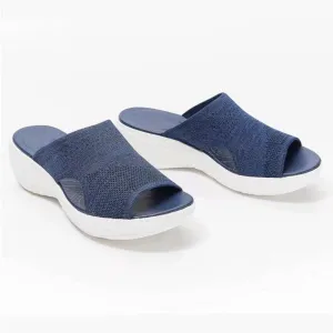 Women's Casual Fly Woven Upper Lightweight Platform Sandals And Slippers