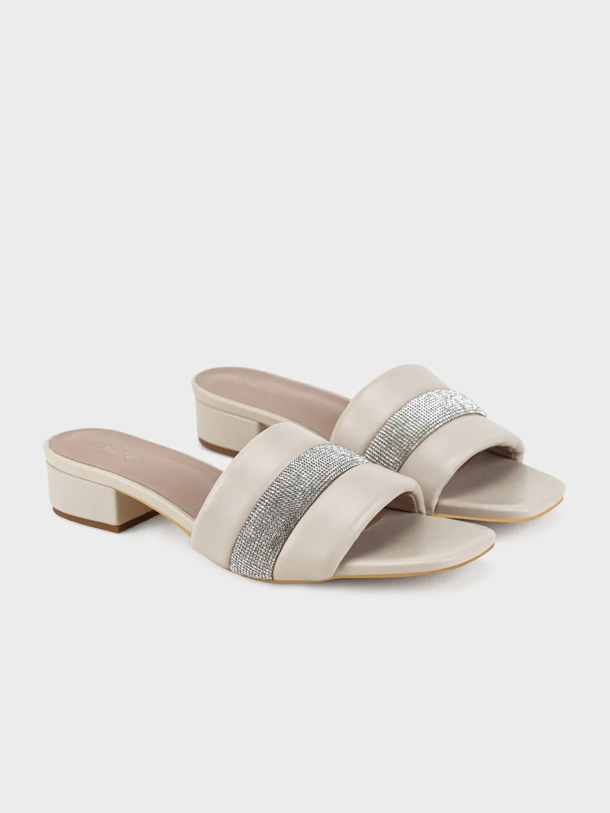 Womens "AGLET" Decorated Open Toe Slippers