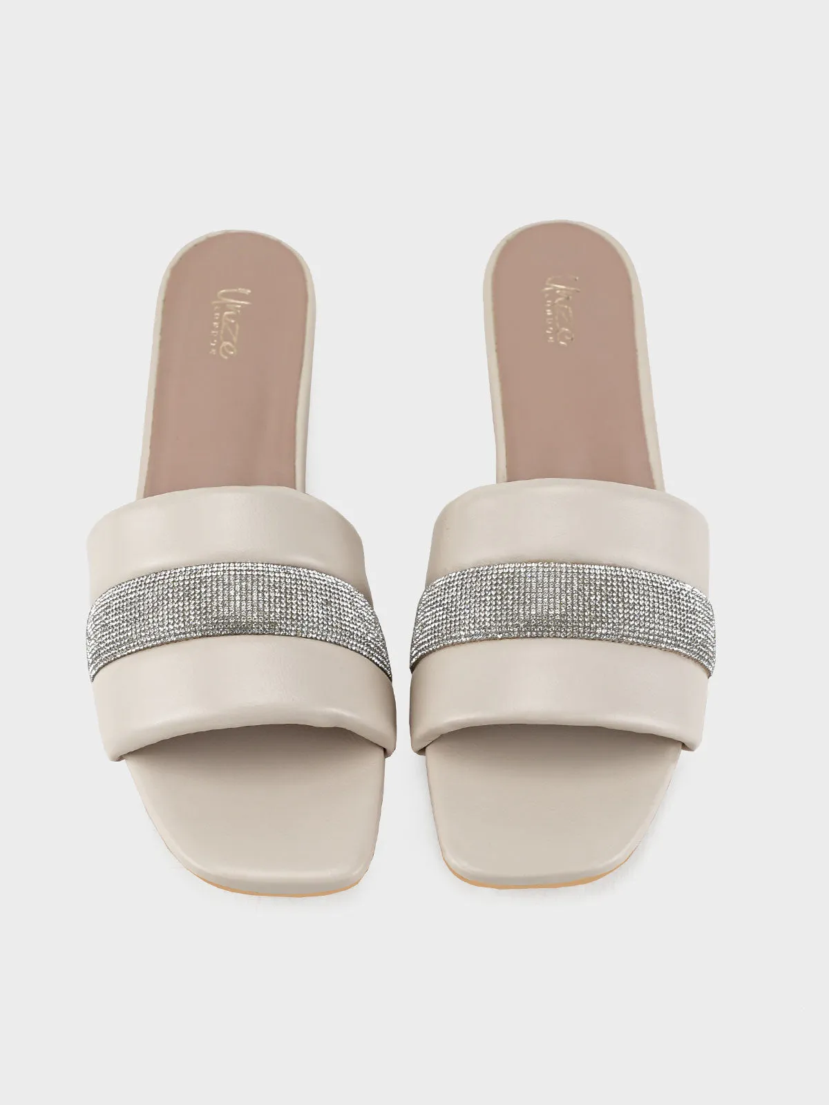 Womens "AGLET" Decorated Open Toe Slippers