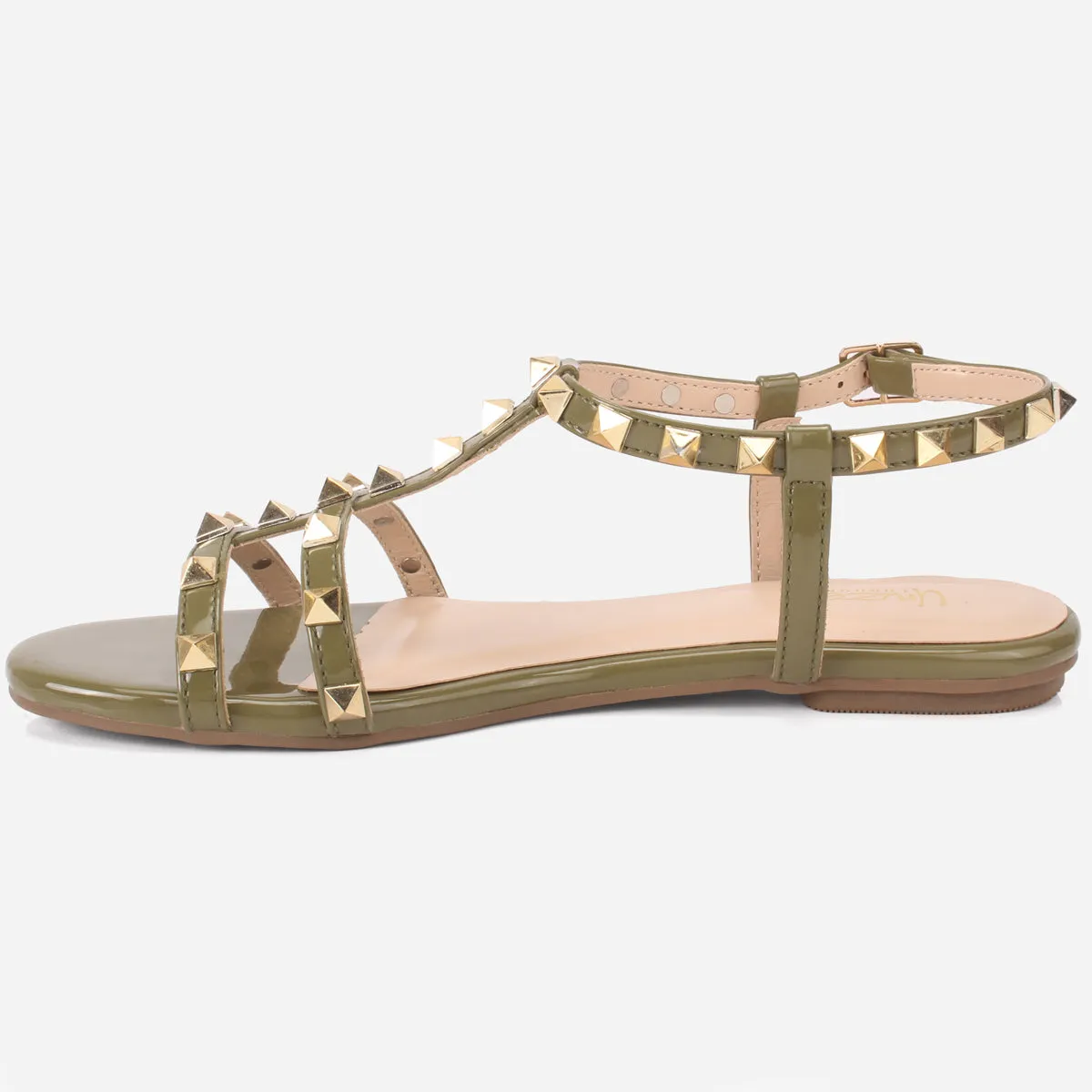 Womens "MAIDAS" Studs Detailing Flat Sandals