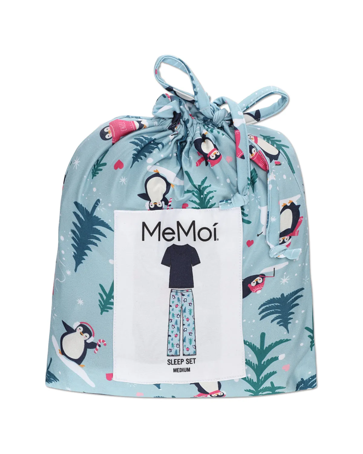 Women's Winter Penguin Two Piece PJ Set in a Bag