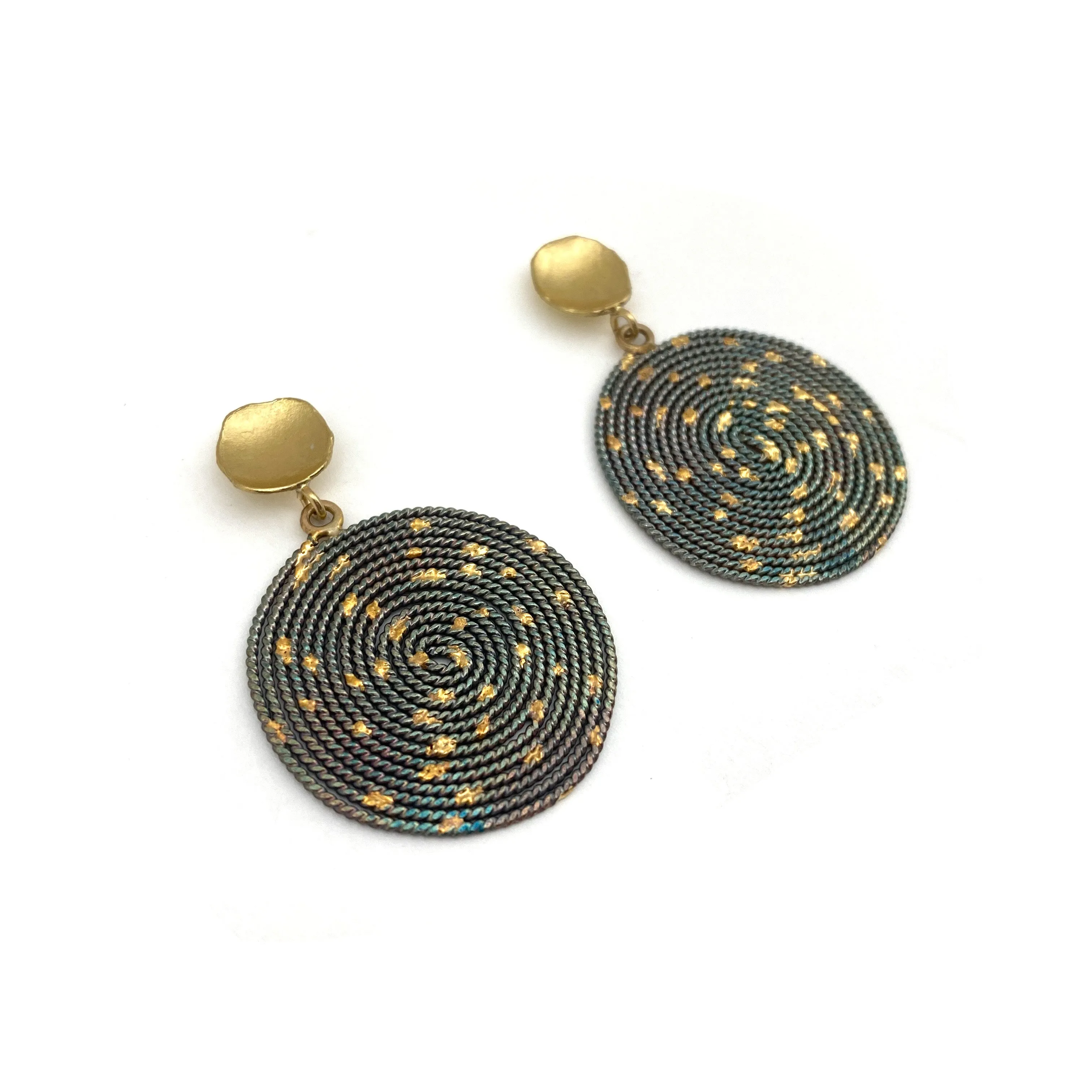 Woven Sterling Silver and Gold Earrings