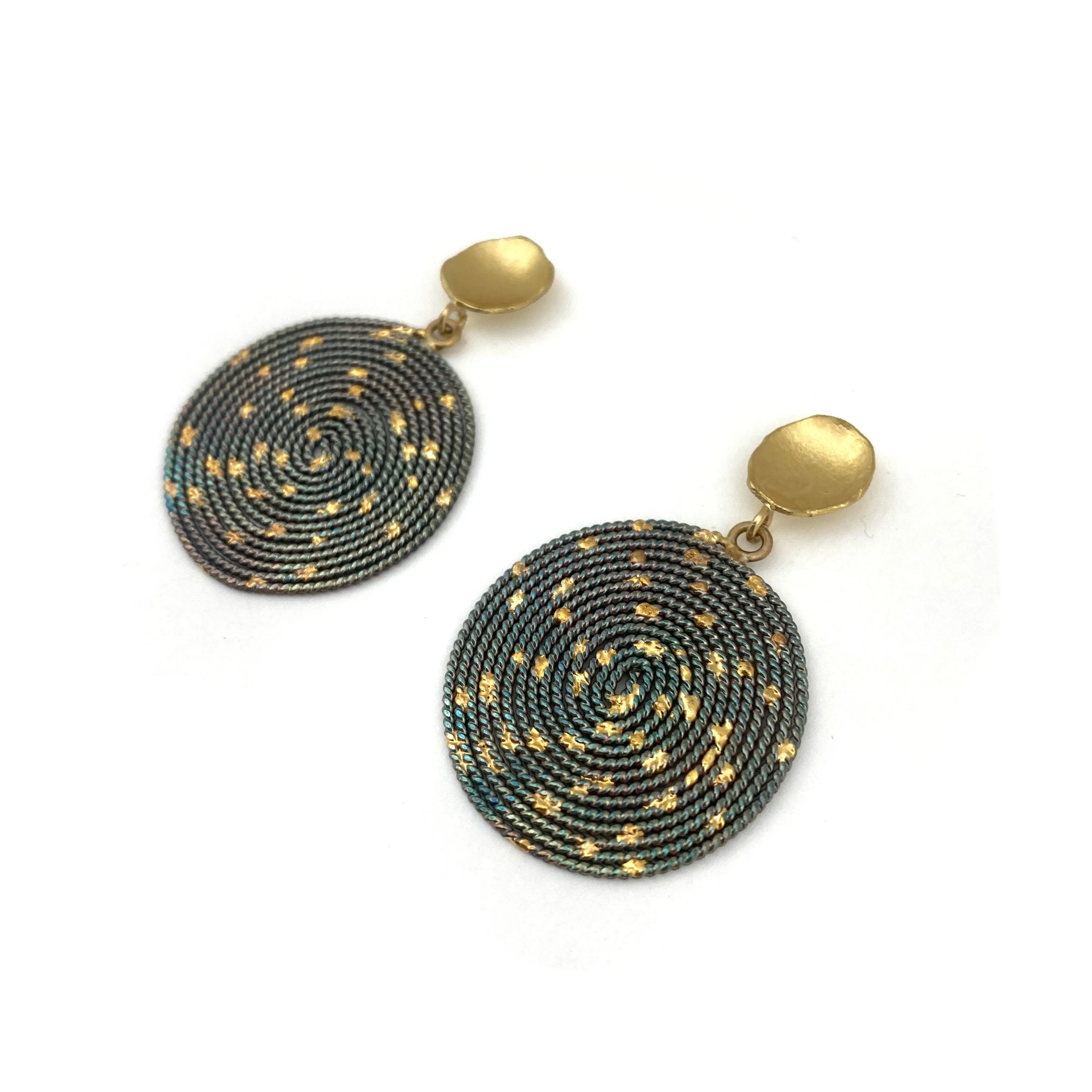 Woven Sterling Silver and Gold Earrings