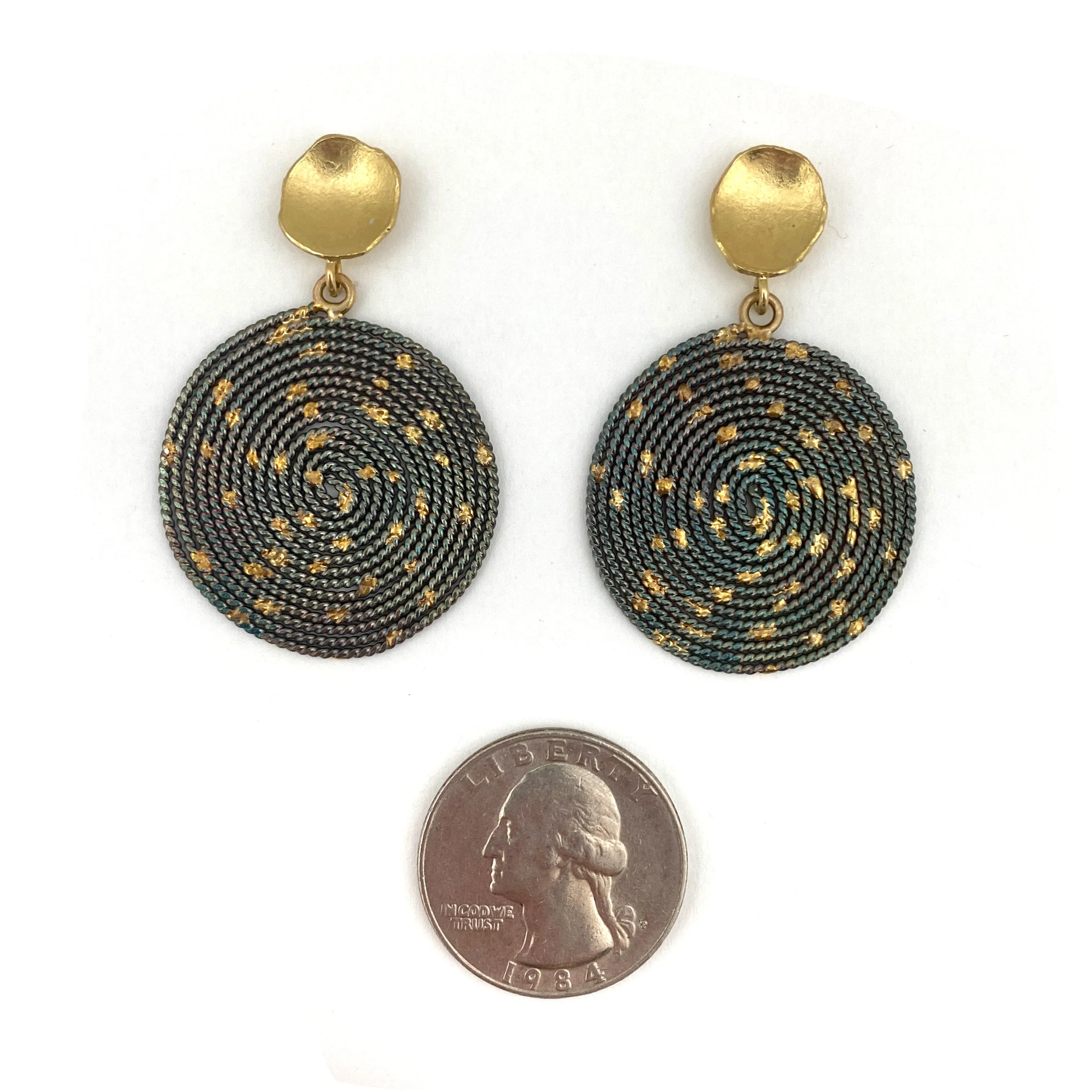 Woven Sterling Silver and Gold Earrings