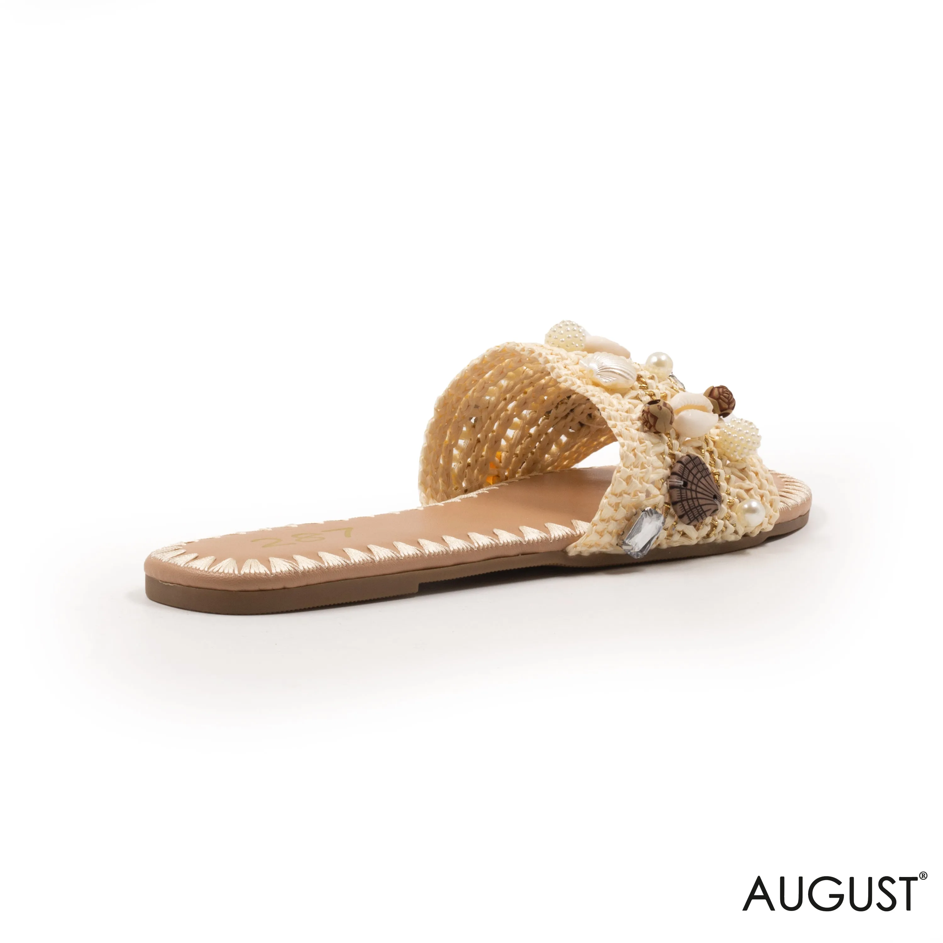 WOVEN STRAPR FLAT SLIPPER WITH DETAILS SHELLS
