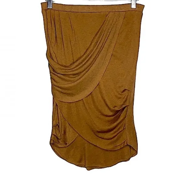 Y2K Isabel Lu Rustic Tan Draped High Low Mini Skirt Small Boho Chic Festival