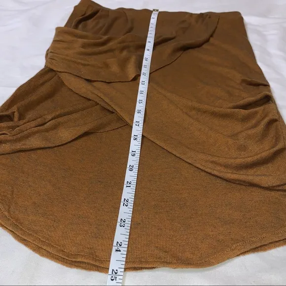 Y2K Isabel Lu Rustic Tan Draped High Low Mini Skirt Small Boho Chic Festival