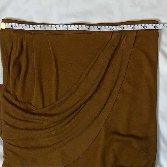 Y2K Isabel Lu Rustic Tan Draped High Low Mini Skirt Small Boho Chic Festival