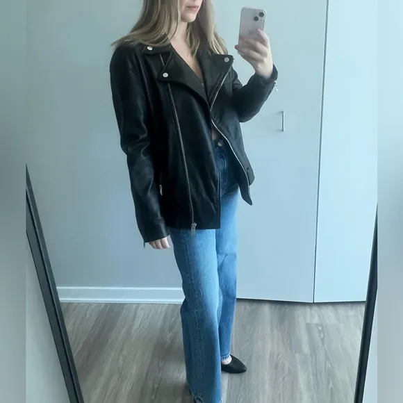 Zara Women's Black Faux Leather Jacket
